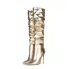 Metallic Plisse Stilettos Over The Knee Boots