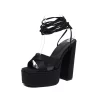 Summer New Arrival Party Strappy Platform Sandals Satin Chunky Heels