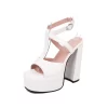 Women's 14.5cm T Strap Platform Sandals Dance Heel Shoes
