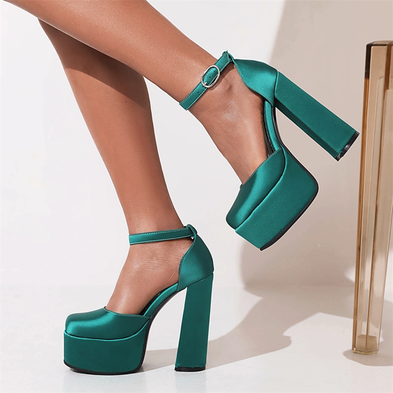 Satin Square Toe Block Heels Platform Ankle Strap Pumps 22 Satin Square Toe Block Heels Platform Ankle Strap Pumps - Image 20