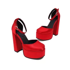 Satin Square Toe Block Heels Platform Ankle Strap Pumps 30 Satin Square Toe Block Heels Platform Ankle Strap Pumps -Ladies Fashion Shoes u2s wl 1 90 29 1.jpg.mst