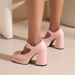 Vegan Leather Square Toe Platform Block Heels Mary Jane Pumps 34 Vegan Leather Square Toe Platform Block Heels Mary Jane Pumps -Ladies Fashion Shoes u2s wl 2 1 12 1.jpg.mst