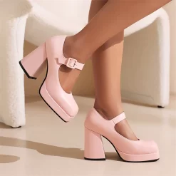 Vegan Leather Square Toe Platform Block Heels Mary Jane Pumps 35 Vegan Leather Square Toe Platform Block Heels Mary Jane Pumps -Ladies Fashion Shoes u2s wl 2 1 13 1.jpg.mst