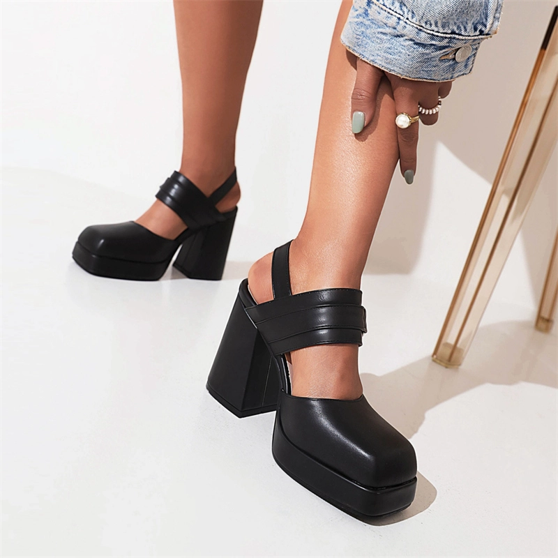 Vegan Leather Square Toe Platform Block Heel Slingback Mary Jane Sandals 21 Vegan Leather Square Toe Platform Block Heel Slingback Mary Jane Sandals - Image 19