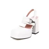 Vegan Leather Square Toe Platform Block Heel Slingback Mary Jane Sandals