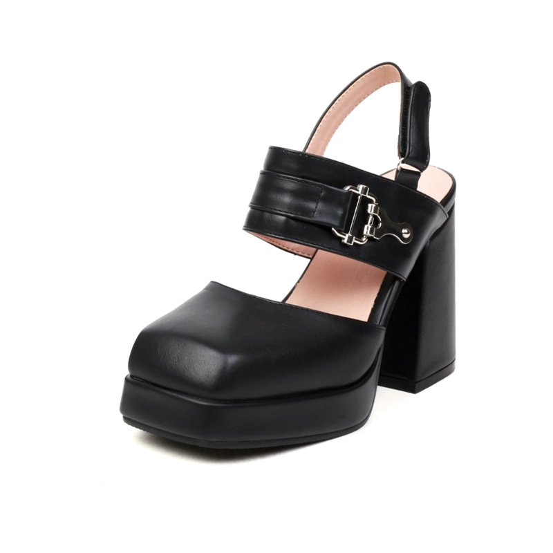Vegan Leather Square Toe Platform Block Heel Slingback Mary Jane Sandals 20 Vegan Leather Square Toe Platform Block Heel Slingback Mary Jane Sandals - Image 18