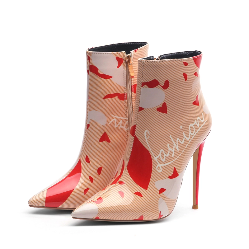 Women's Patent Leather Pointed Toe Ankle Boots 4 Women's Patent Leather Pointed Toe Ankle Boots - Image 2