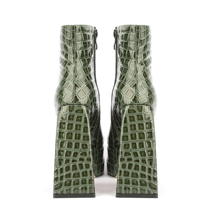 Women's Patent Leather Platform Chunky Heels Square Toe Ankle Booties 8 Women's Patent Leather Platform Chunky Heels Square Toe Ankle Booties - Image 6