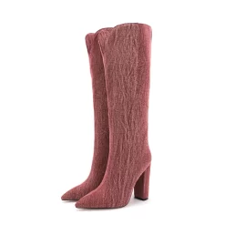 Denim V Cut Knee High Boots Pointed Toe Chunky Heels Long Boots -Ladies Fashion Shoes u2s zj 498 us 07 1.jpg.mst