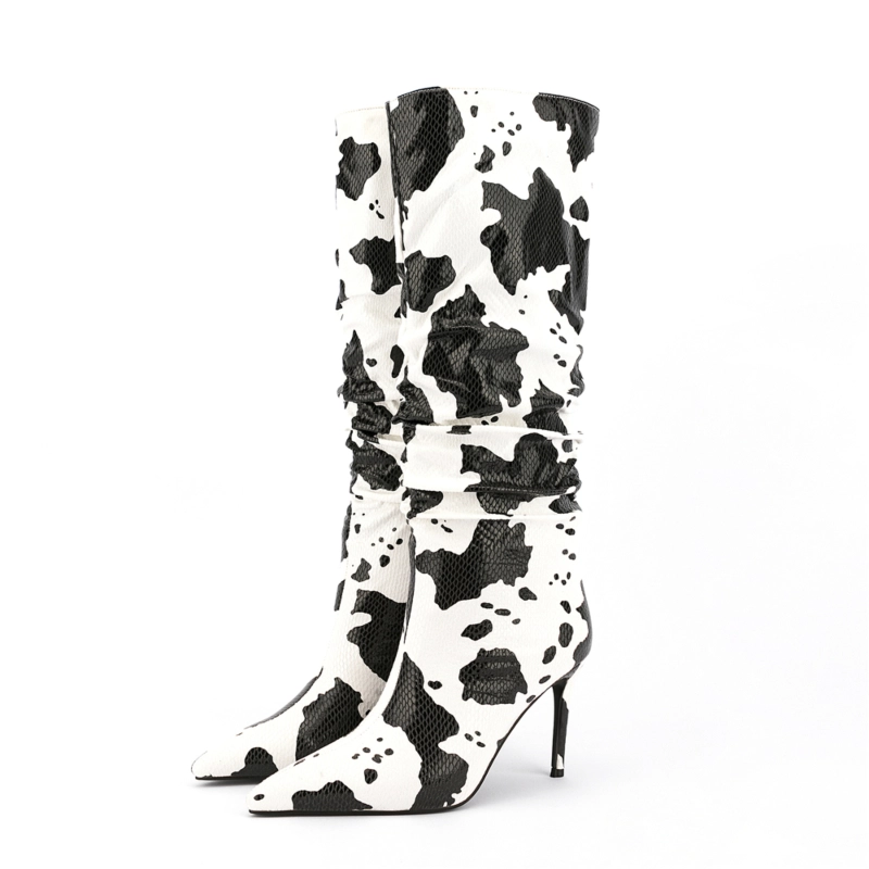 Women's Pointed Toe Stiletto Heels Sclouch Knee High Booties Long Boots 16 Women's Pointed Toe Stiletto Heels Sclouch Knee High Booties Long Boots - Image 14