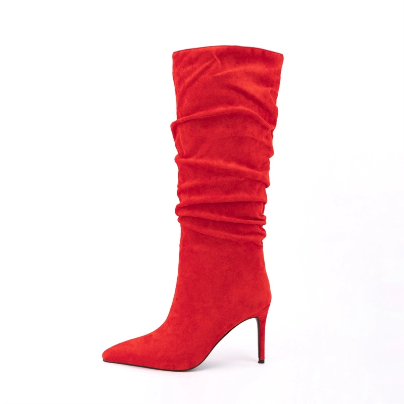 Women's Pointed Toe Stiletto Heels Sclouch Knee High Booties Long Boots 18 Women's Pointed Toe Stiletto Heels Sclouch Knee High Booties Long Boots - Image 16