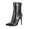Women's Black Veagn Leather Pointed Toe Rivets Stiletto Heels Ankle Booties -Ladies Fashion Shoes u2s20221010 01.jpg.mst