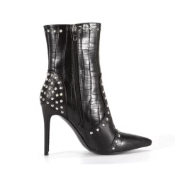 Women's Black Veagn Leather Pointed Toe Rivets Stiletto Heels Ankle Booties 29 Women's Black Veagn Leather Pointed Toe Rivets Stiletto Heels Ankle Booties -Ladies Fashion Shoes u2s20221010 04.jpg.mst