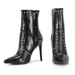 Women's Black Veagn Leather Pointed Toe Rivets Stiletto Heels Ankle Booties 31 Women's Black Veagn Leather Pointed Toe Rivets Stiletto Heels Ankle Booties -Ladies Fashion Shoes u2s20221010 06.jpg.mst