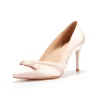 Women's Pink Satin Bow Pointed Toe Stiletto Heel Pumps
