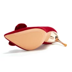 Women's Red Velvet Bow Heels Pointed Toe Pumps -Ladies Fashion Shoes u2s20221025 13.jpg.mst