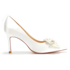 Women's White Pearl Bow Pointed Toe Stiletto Heel Pump 20 Women's White Pearl Bow Pointed Toe Stiletto Heel Pump -Ladies Fashion Shoes u2s20221025 17 1 1.jpg.mst