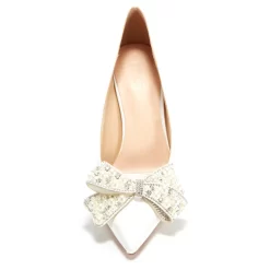 Women's White Pearl Bow Pointed Toe Stiletto Heel Pump 23 Women's White Pearl Bow Pointed Toe Stiletto Heel Pump -Ladies Fashion Shoes u2s20221025 20 1.jpg.mst