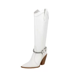 Women's Vegan Leather Western Cowboy Boots Block Heel Riding Boots Mid Calf Boots -Ladies Fashion Shoes u2shs n125 white 6.jpg.mst