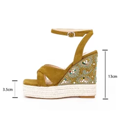 Women's Suede Open Toe Rhinestone Wedge Heel Ankle Strap Sandals -Ladies Fashion Shoes u2shs n57 01 26 1 1.jpg.mst
