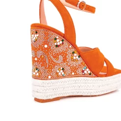 Women's Suede Open Toe Rhinestone Wedge Heel Ankle Strap Sandals -Ladies Fashion Shoes u2shs n57 01 6 1.jpg.mst