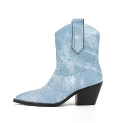 Embroidery Denim Block Heel Cowboy Ankle Boots -Ladies Fashion Shoes u2shs12 07 01 1.jpg.mst