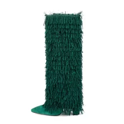 Fabric Fringe Furry Fold Over Boots Pointed Toe Chunky Heel Knee High Booties -Ladies Fashion Shoes u2shs12 07 270 1.jpg.mst