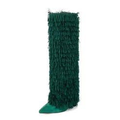 Fabric Fringe Furry Fold Over Boots Pointed Toe Chunky Heel Knee High Booties -Ladies Fashion Shoes u2shs12 07 271 1.jpg.mst
