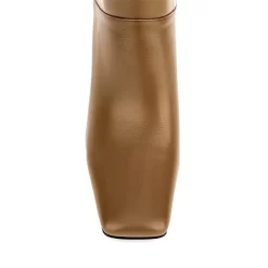 Brown Square Toe Stiletto Heel Back V-cut Mid Calf Boots -Ladies Fashion Shoes u2shs12 07 327.jpg.mst