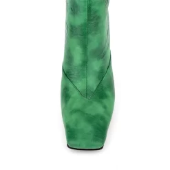 Green V-Cut Knee High Boots Stiletto Heel Square Toe Booties -Ladies Fashion Shoes u2shs12 07 343 1.jpg.mst