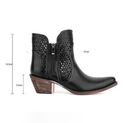 Women's Vegan Leather Hollow Out Western Cowboy Boots Block Heel Ankle Booties -Ladies Fashion Shoes u2shs12 07 37 1.jpg.mst