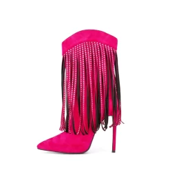 Black Suede Rhinestone Fringe Stiletto Heels Cowboy Ankle Boots -Ladies Fashion Shoes u2shs12 07 71 1.jpg.mst