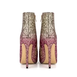 Pink And Gold Gradient Color Glitter Stilettos Ankle Booties Pointy Toe Short Boots -Ladies Fashion Shoes u2swj 529 06.jpg.mst