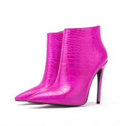 Croco Printed Embossing Vegan Leather Stilettos Pointed Toe Ankle Booties -Ladies Fashion Shoes u2swj 530 06 1.jpg.mst
