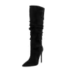 Women's Black Suede Pointed Toe Slouch Boots Stilettos Wide Calf Boots 1 Women's Black Suede Pointed Toe Slouch Boots Stilettos Wide Calf Boots -Ladies Fashion Shoes u2swj 899 09 1.jpg.mst