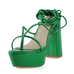 Women's Platform Thin Strappy Sandals Chunky Heel Sandals