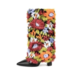 Women's Multicolor Furry Pointed Toe Chunky Heel Knee High Boots -Ladies Fashion Shoes u2szj633 001 1.jpg.mst