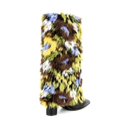 Women's Multicolor Furry Pointed Toe Chunky Heel Knee High Boots -Ladies Fashion Shoes u2szj633 019 1.jpg.mst