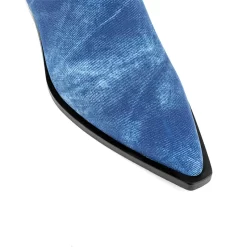 Blue Denim Fringe Block Heel Cowboy Ankle Boots Western Booties -Ladies Fashion Shoes ushs 117.jpg.mst