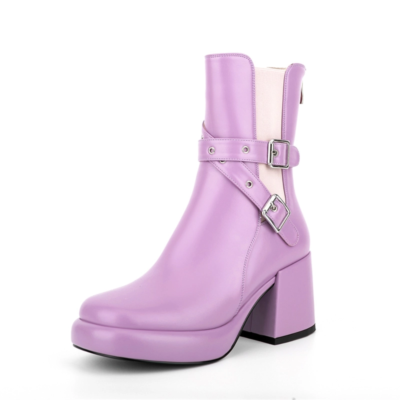 Round Toe Platform Block Heel Chelsea Boots Buckle Ankle Booties 13 Round Toe Platform Block Heel Chelsea Boots Buckle Ankle Booties - Image 11