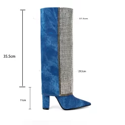 Blue Denim Pointed Toe Chunky Heel Rhinestone Fold Over Knee High Boots 15 Blue Denim Pointed Toe Chunky Heel Rhinestone Fold Over Knee High Boots -Ladies Fashion Shoes ushs 170.jpg.mst
