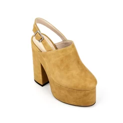 Yellow Vegan Leather Round Toe Platform Heels Block Heel Slingback Shoes -Ladies Fashion Shoes ushs 203.jpg.mst