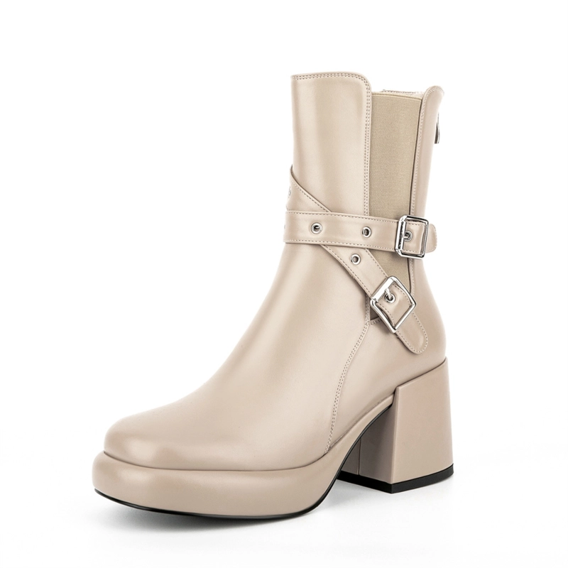Round Toe Platform Block Heel Chelsea Boots Buckle Ankle Booties 22 Round Toe Platform Block Heel Chelsea Boots Buckle Ankle Booties - Image 20