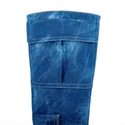Blue Denim Pointed Toe Chunky Heel Pocket Knee High Boots -Ladies Fashion Shoes ushs 227.jpg.mst