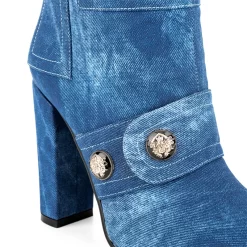 Blue Denim Pointed Toe Chunky Heel Pocket Knee High Boots -Ladies Fashion Shoes ushs 228.jpg.mst