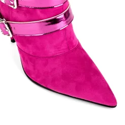 Magenta Suede Pointed Toe Stilettos Buckles Mid-calf Boots -Ladies Fashion Shoes ushs 239.jpg.mst