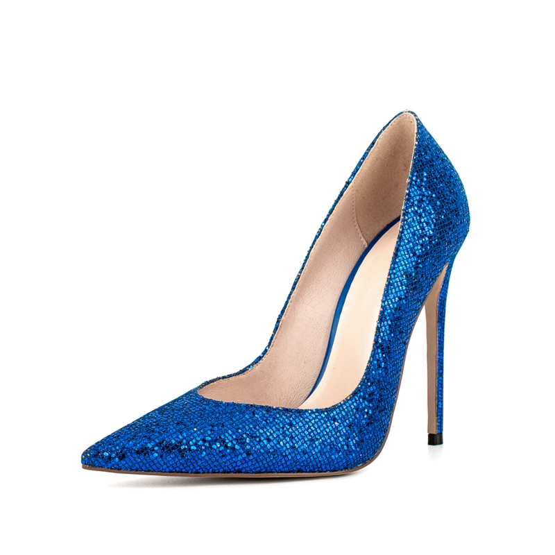 Royal Blue Pointed Toe Stiletto Heels Glitter Pumps Party Shoes 3 Royal Blue Pointed Toe Stiletto Heels Glitter Pumps Party Shoes