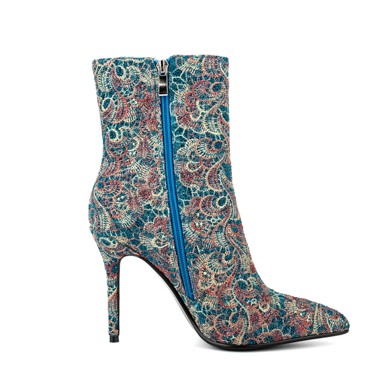 Vintage Embroidery Pointed Toe Stiletto Heel Ankle Booties 9 Vintage Embroidery Pointed Toe Stiletto Heel Ankle Booties - Image 7