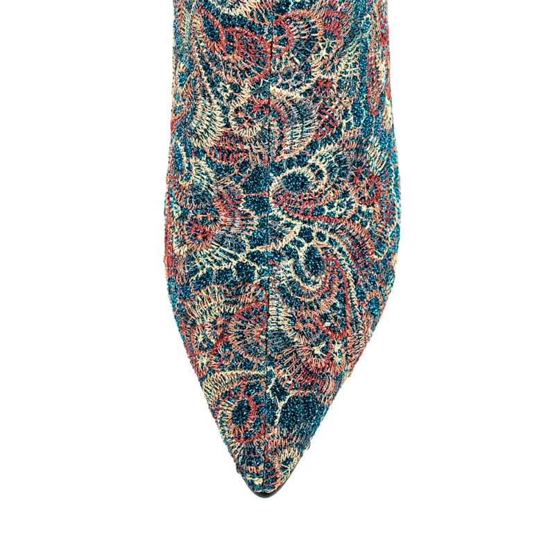 Vintage Embroidery Pointed Toe Stiletto Heel Ankle Booties 6 Vintage Embroidery Pointed Toe Stiletto Heel Ankle Booties - Image 4