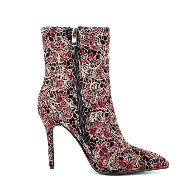 Vintage Embroidery Pointed Toe Stiletto Heel Ankle Booties 15 Vintage Embroidery Pointed Toe Stiletto Heel Ankle Booties - Image 13